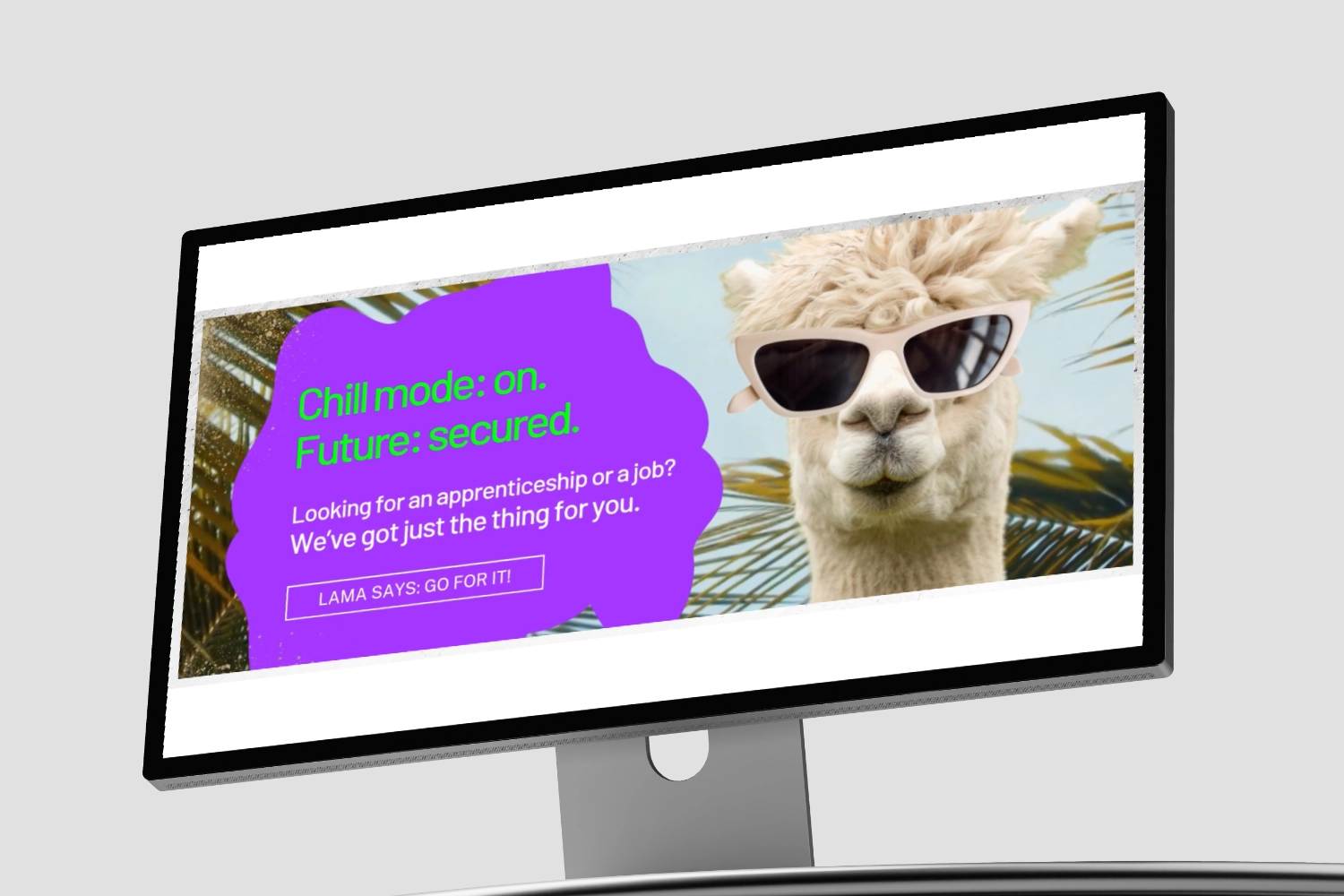 Monster Brandformance-Creative mit Lama-Motiv