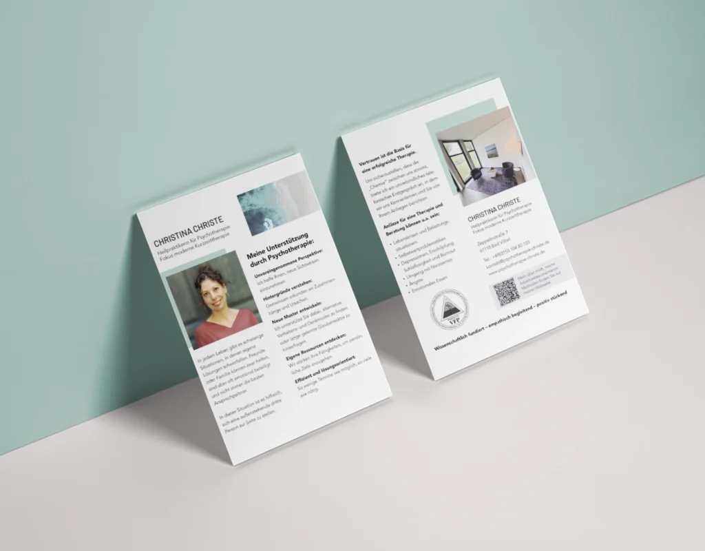 Flyer im Corporate Design von Psychotherapie Christe
