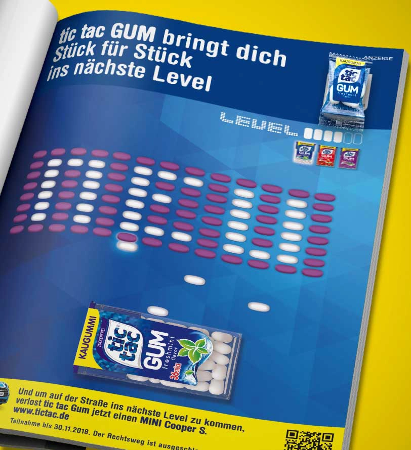 Printanzeige der tic tac GUM Sampling-Kampagne